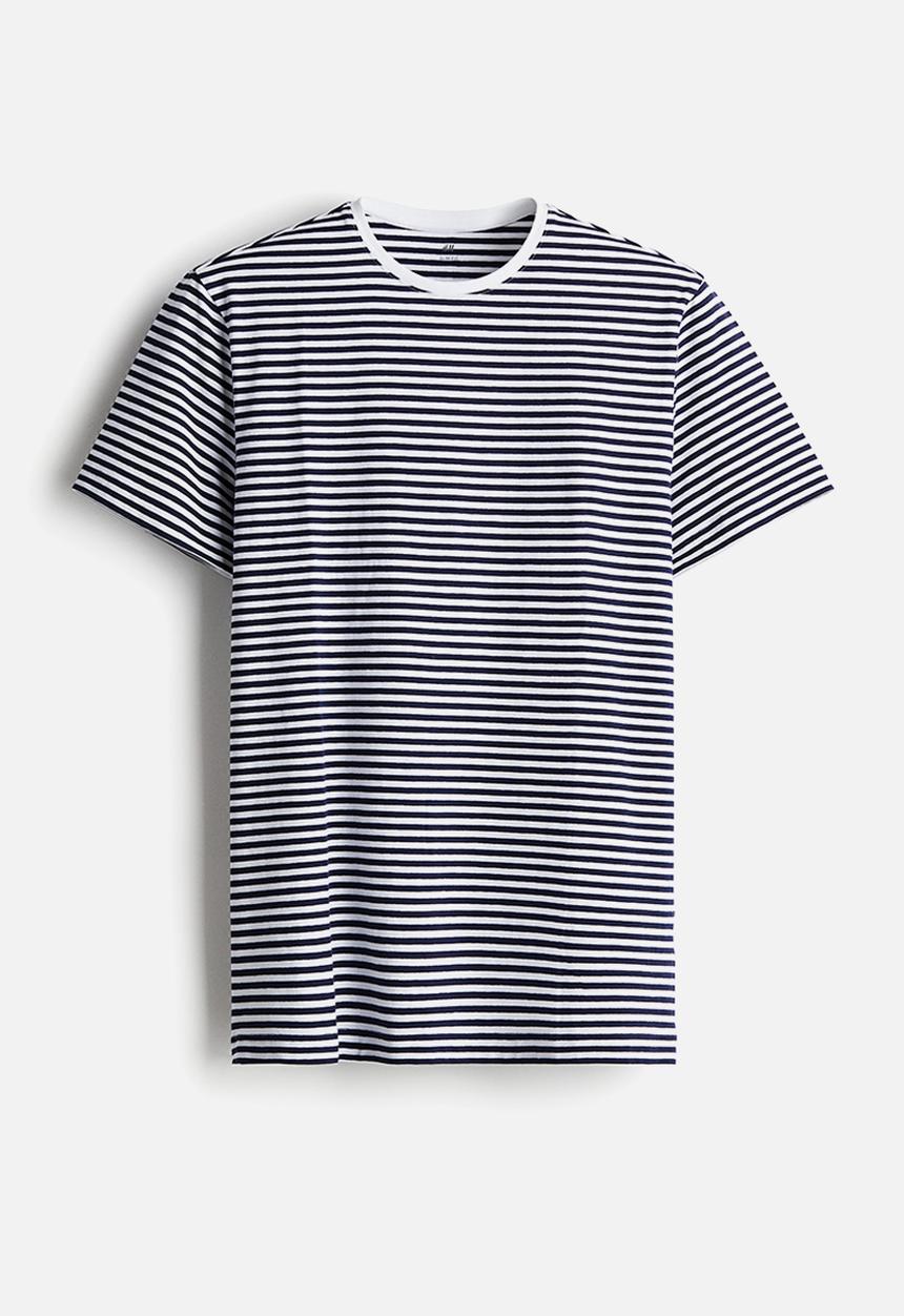 H&M - Slim fit round-necked t-shirt - navy blue