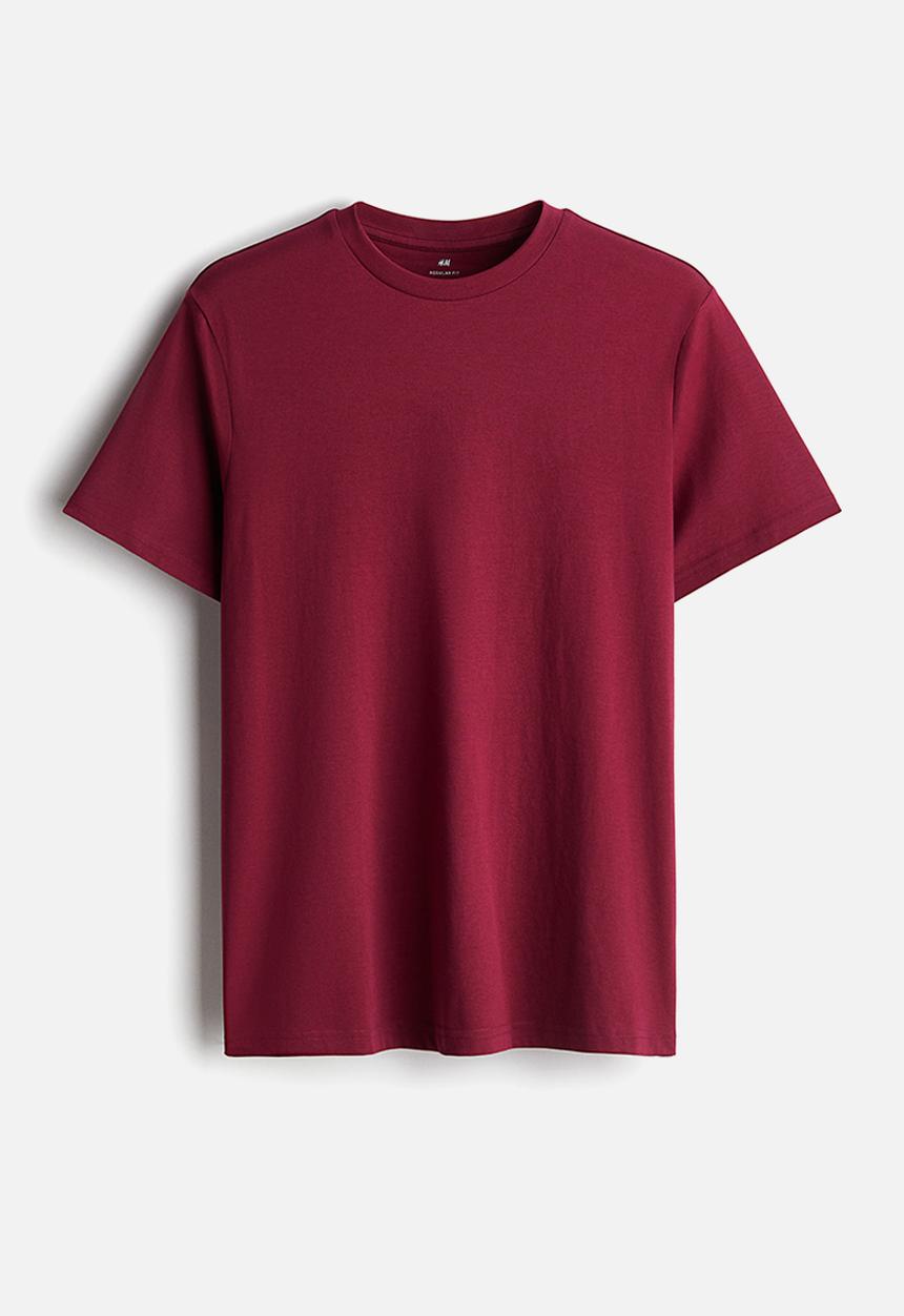 H&M - Regular fit round-neck t-shirt - burgundy 