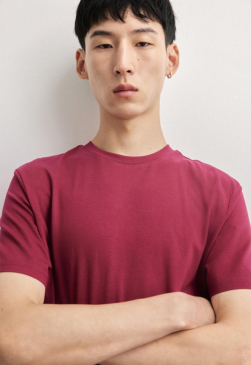 H&M - Regular fit round-neck t-shirt - burgundy 
