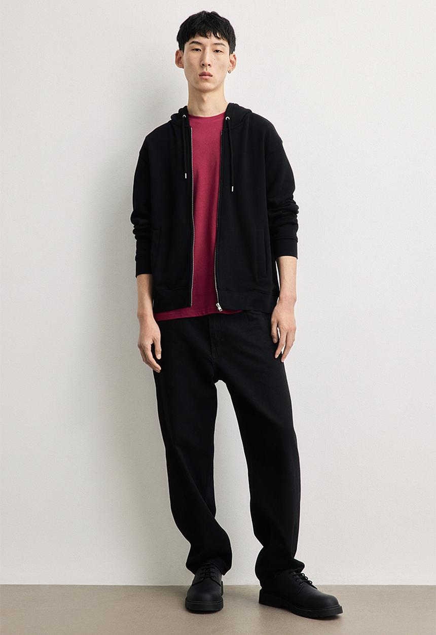 H&M - Regular fit round-neck t-shirt - burgundy 