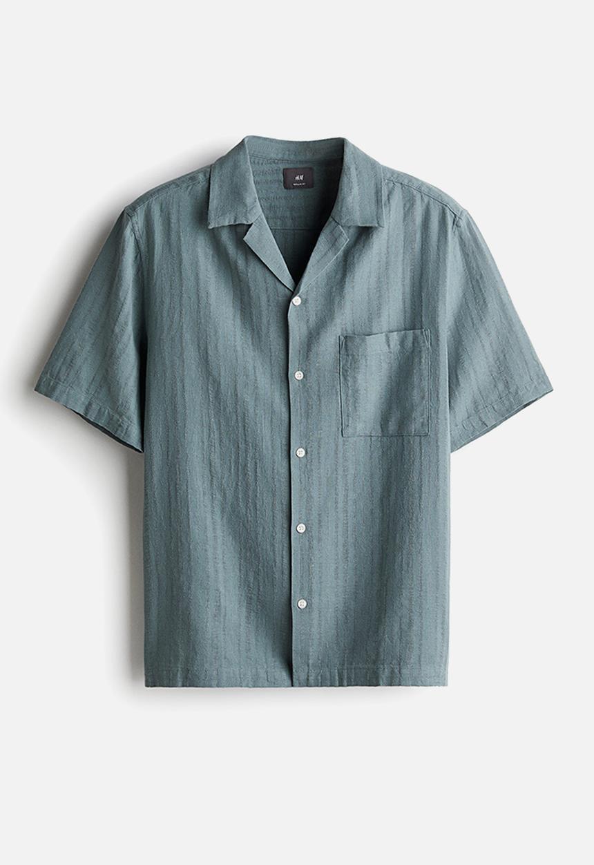 H&M - Regular fit linen-blend resort shirt - turquoise