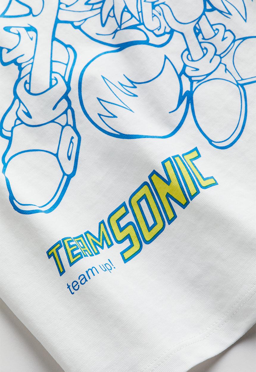 H&M - Printed cotton T-shirt - white sonic the hedgehog