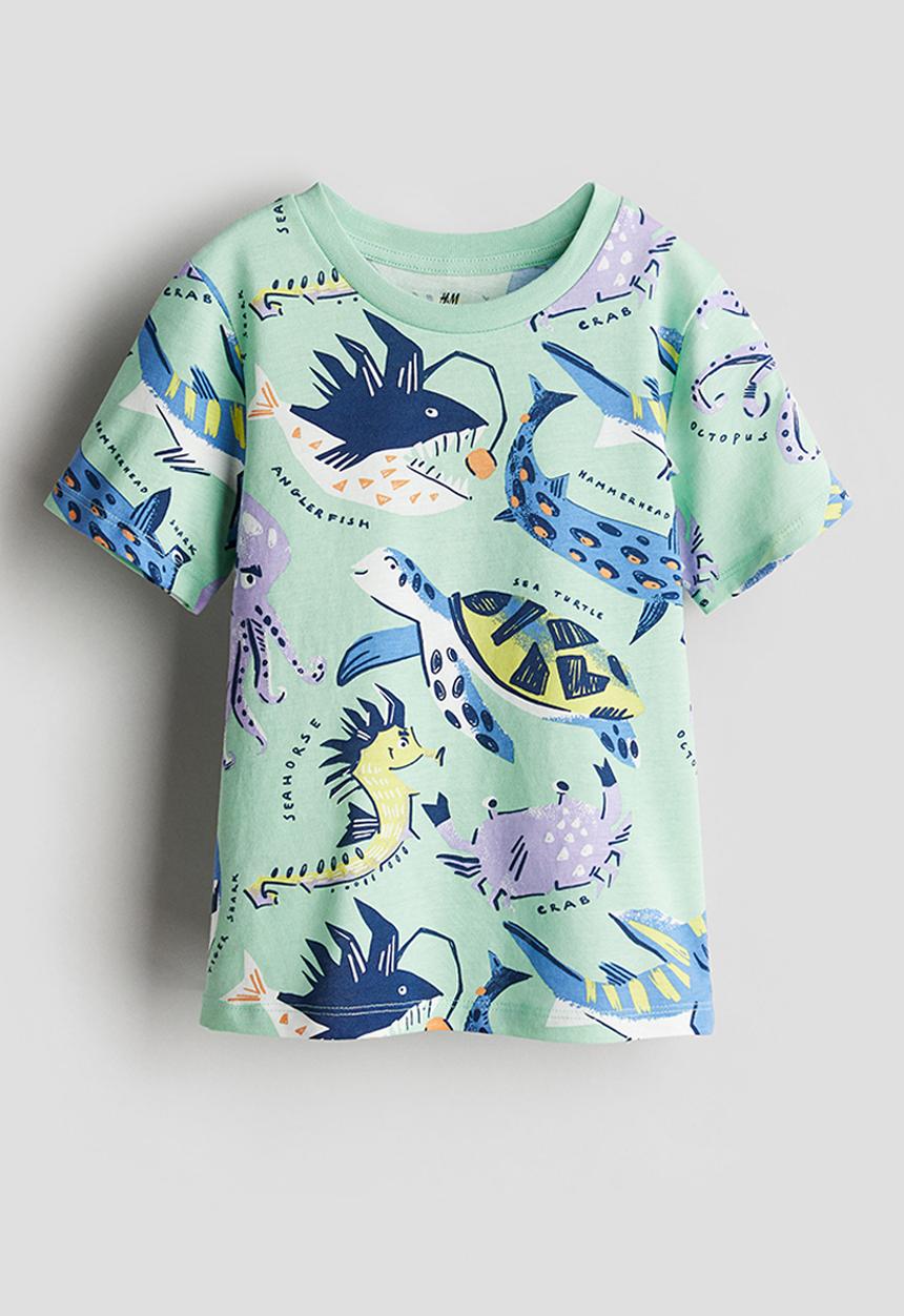 H&M - Printed T-shirt - light green patterned