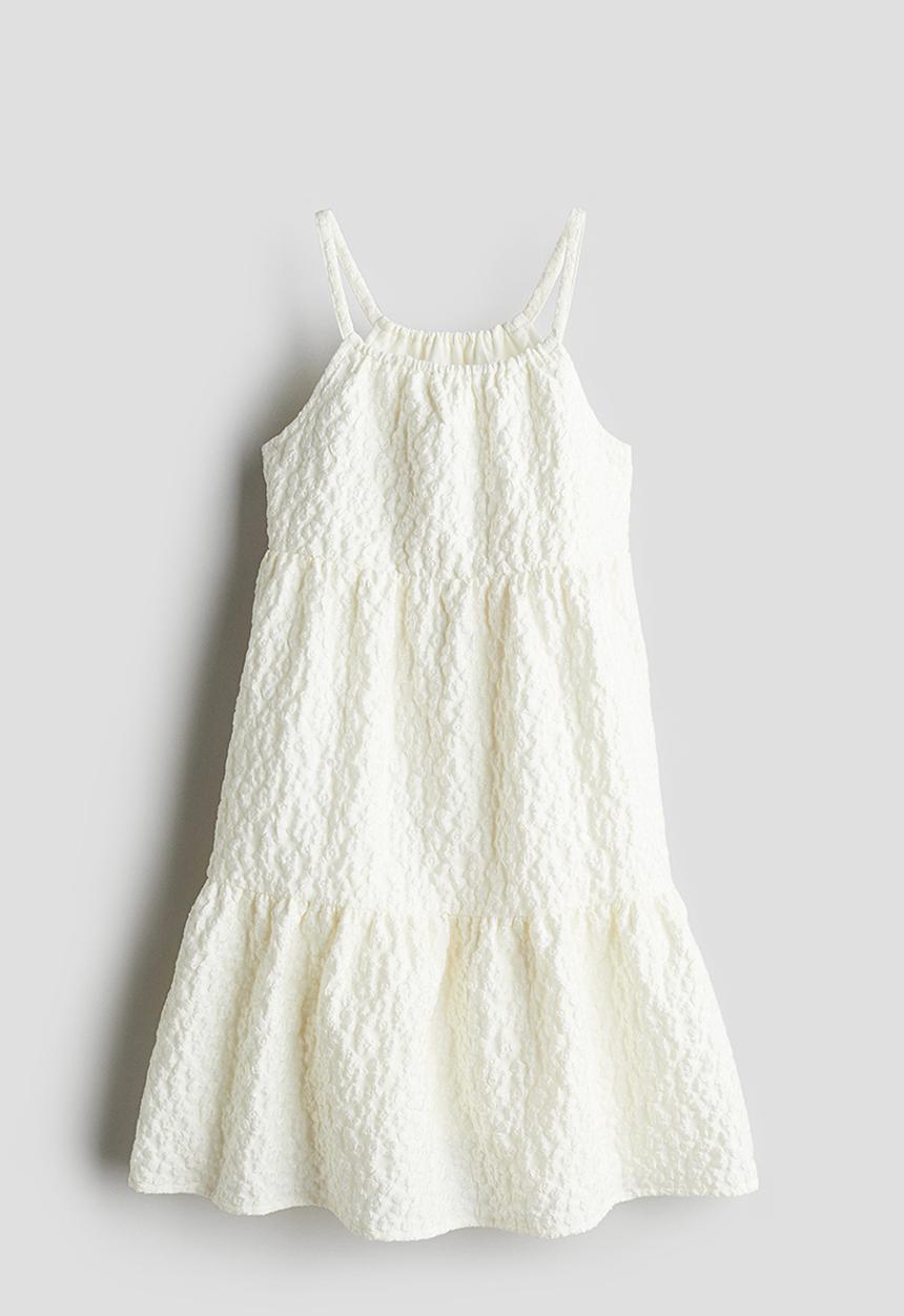 H&M - Jacquard-weave tiered dress - natural white