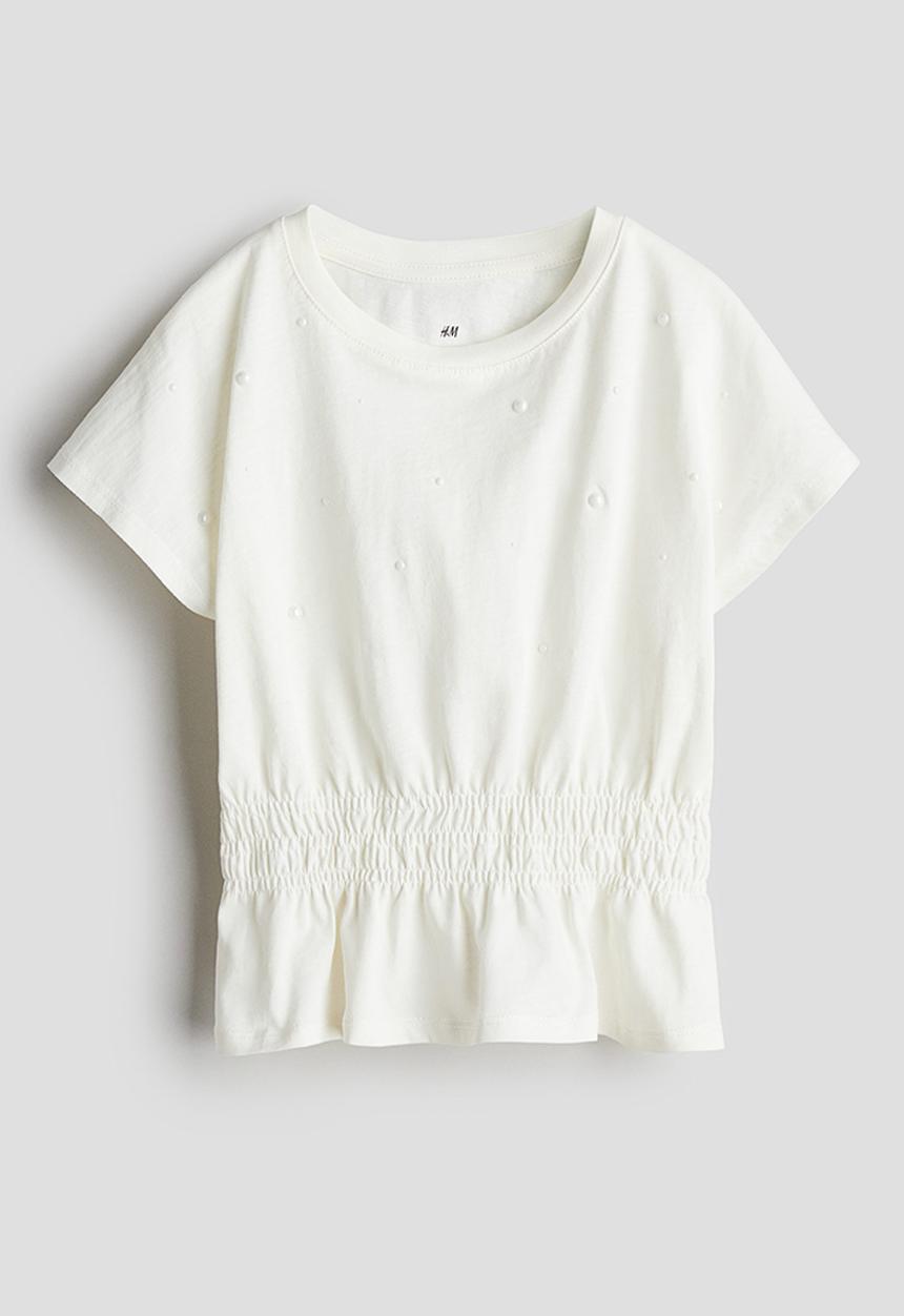 H&M - Cotton jersey peplum top - white