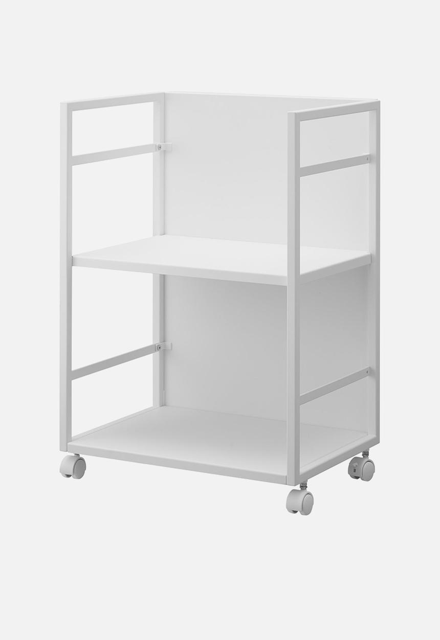 Yamazaki - 2 Tiered semi-closed storage wagon - white