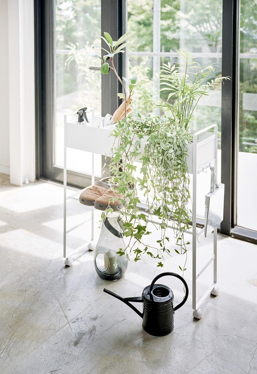 Yamazaki - Cart storage with basket - white