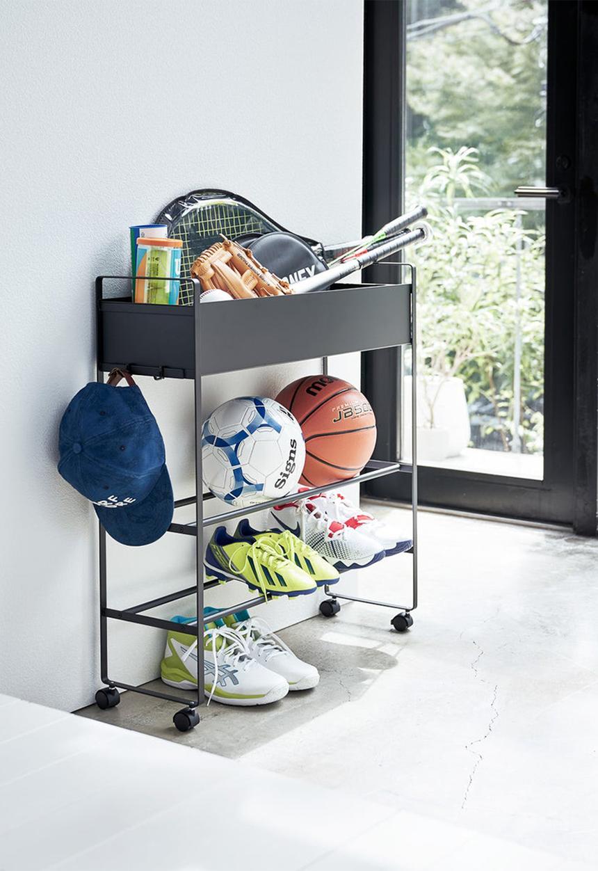 Yamazaki - Cart storage with basket - black