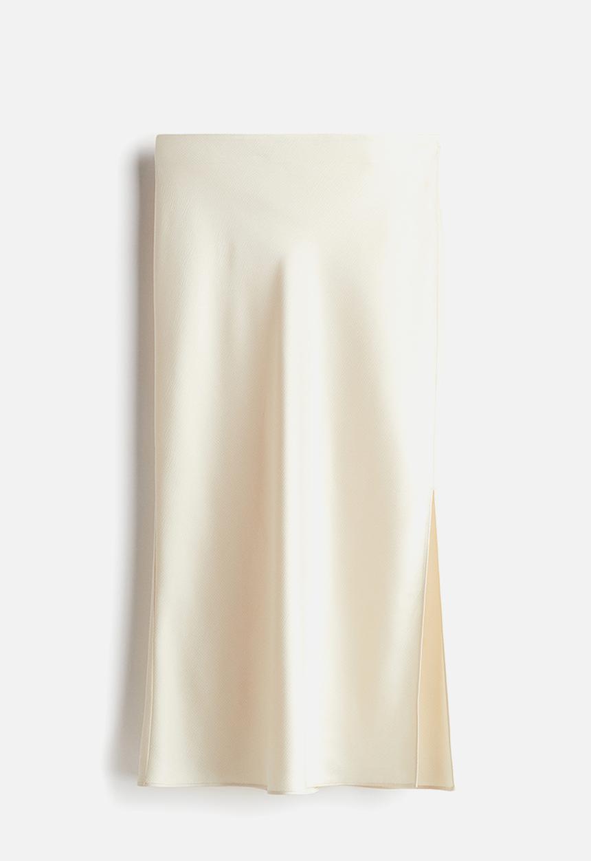 H&M - Crêpe satin skirt - cream
