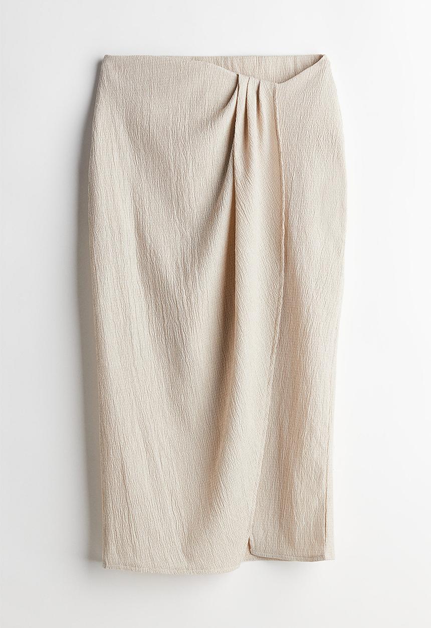 H&M - Textured-knit wrap skirt - beige