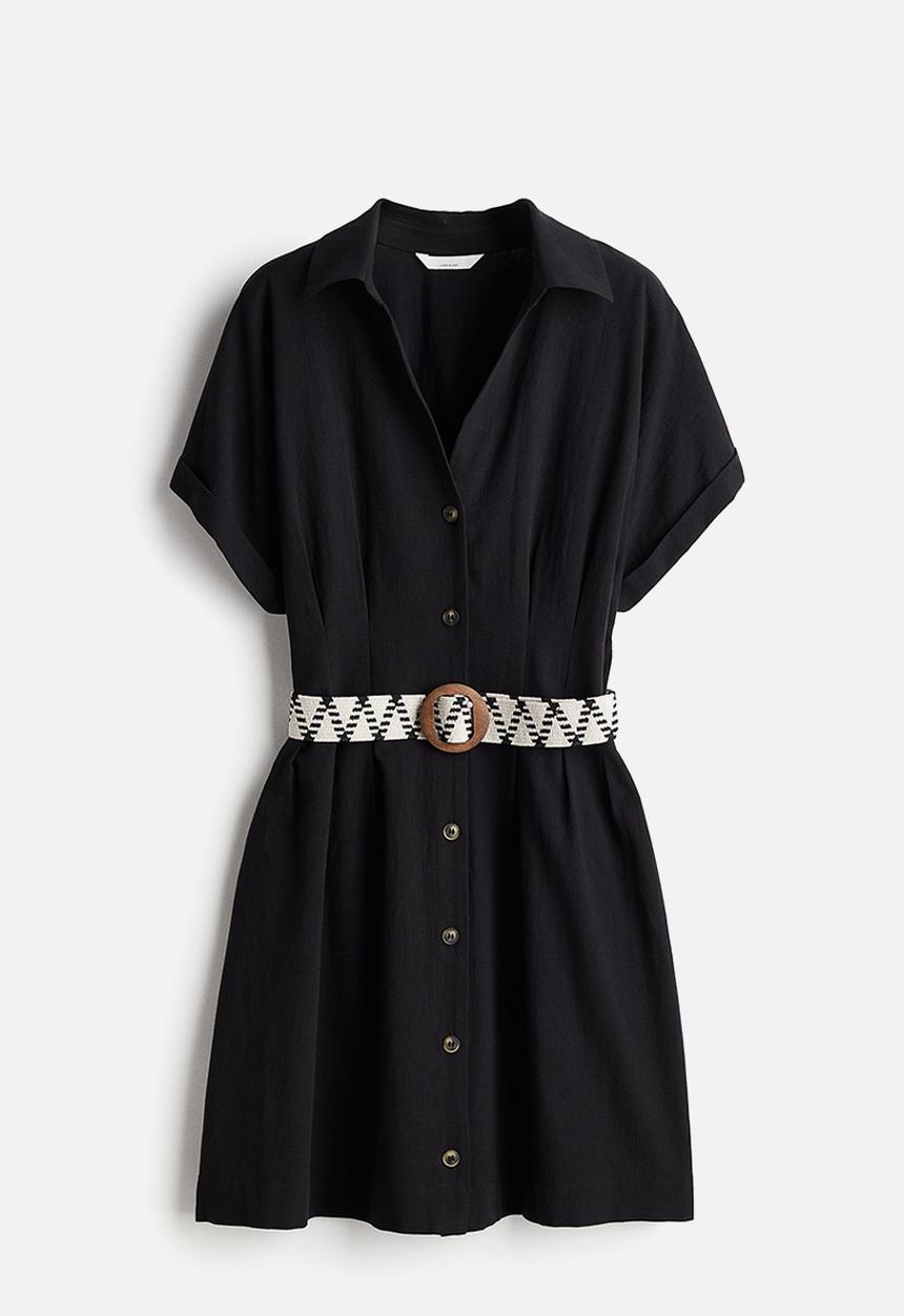 H&M - Belted shirt dress - black