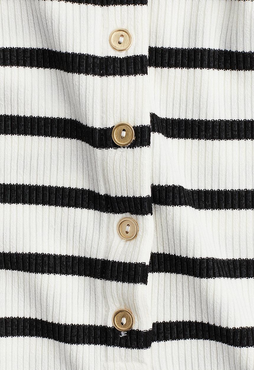 H&M - Button-top jersey dress - white striped