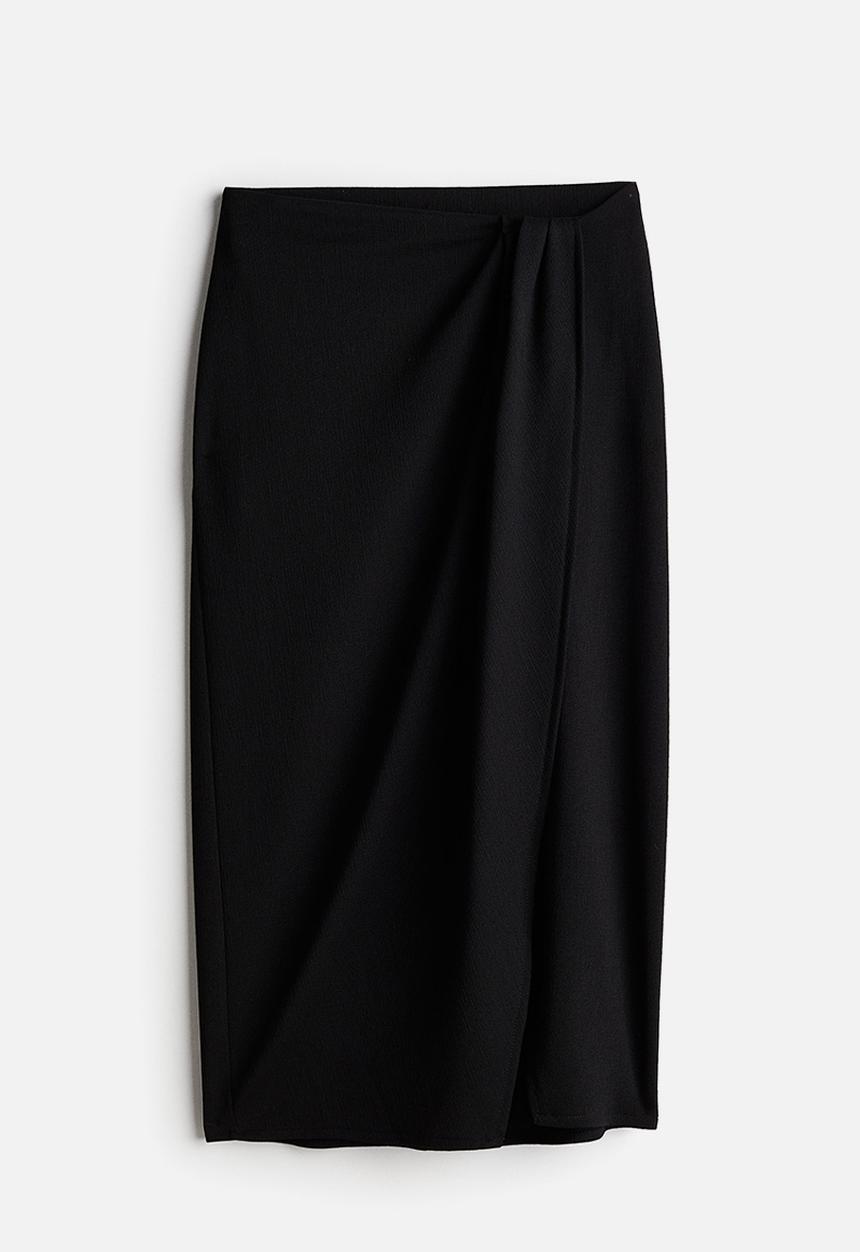H&M - Textured-knit wrap skirt - black