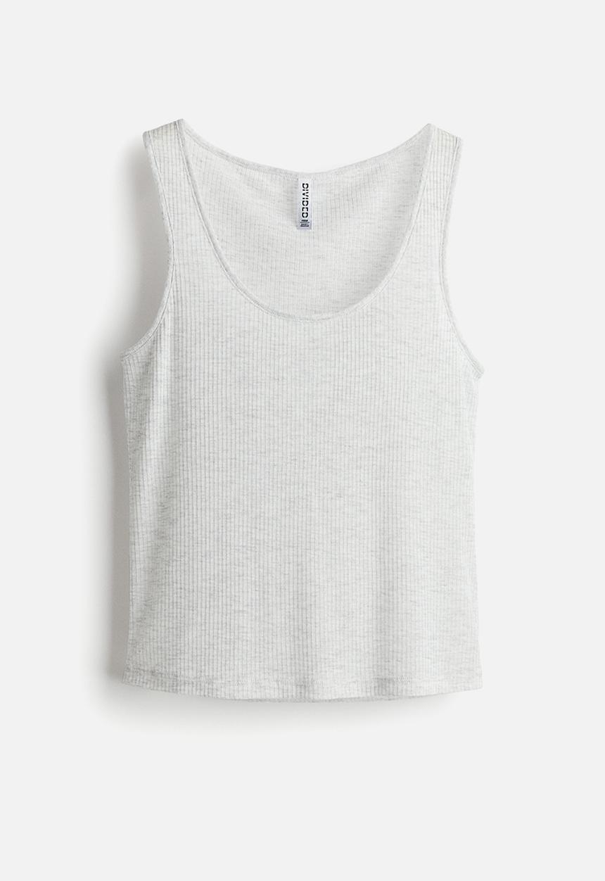 H&M - Sheer ribbed vest top - light grey marl