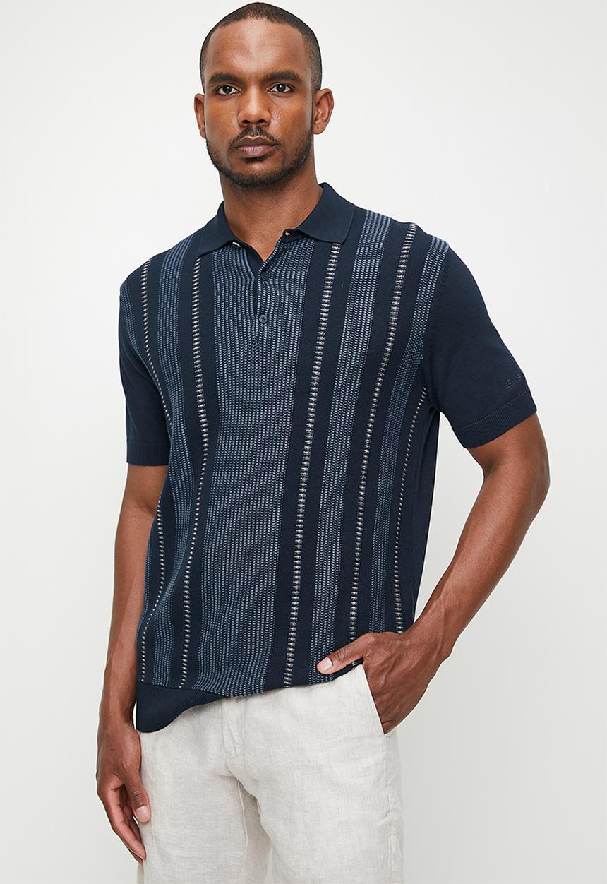 Ben Sherman - Birdseye Stripe Polo - Dark Navy