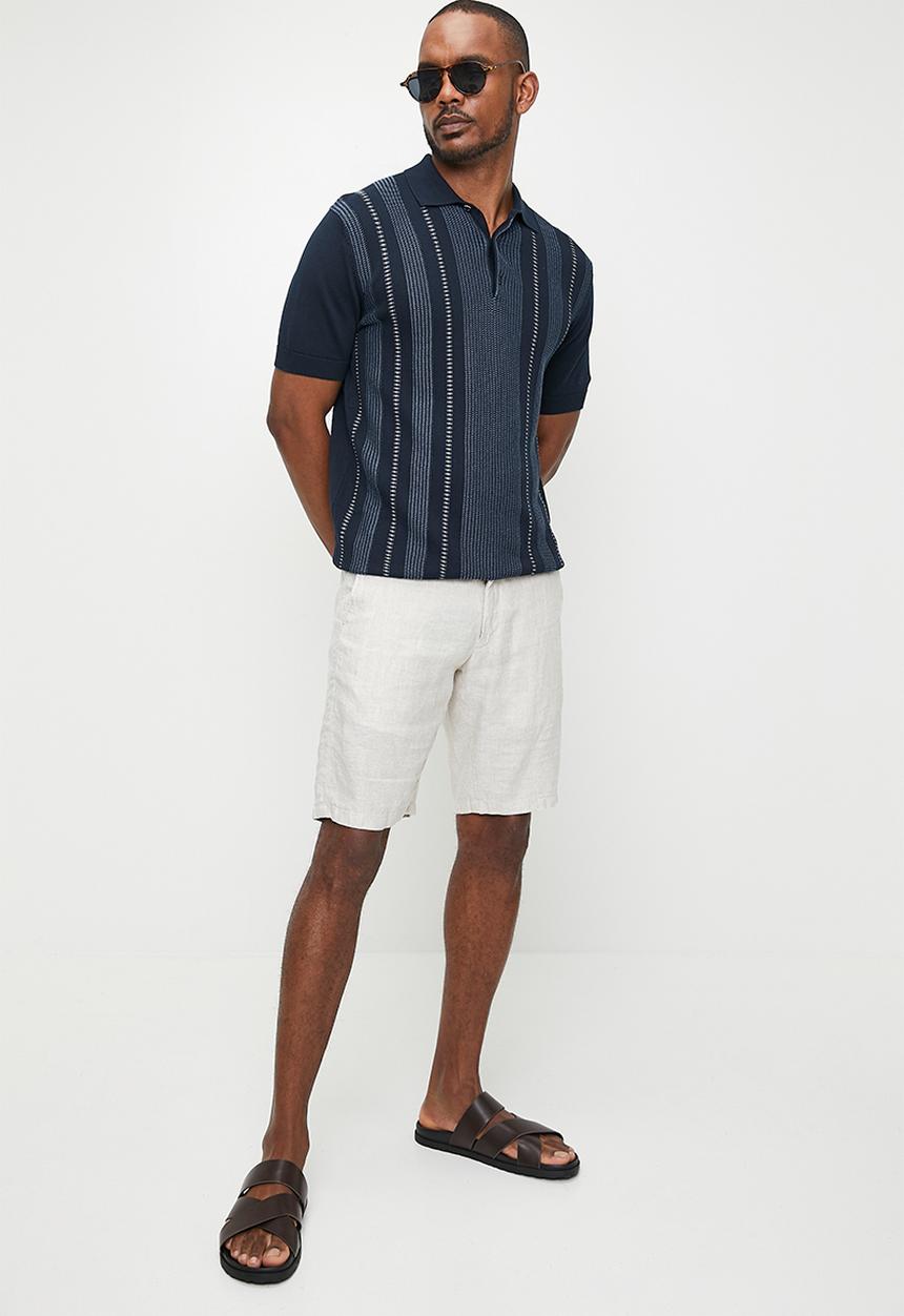 Ben Sherman - Birdseye Stripe Polo - Dark Navy