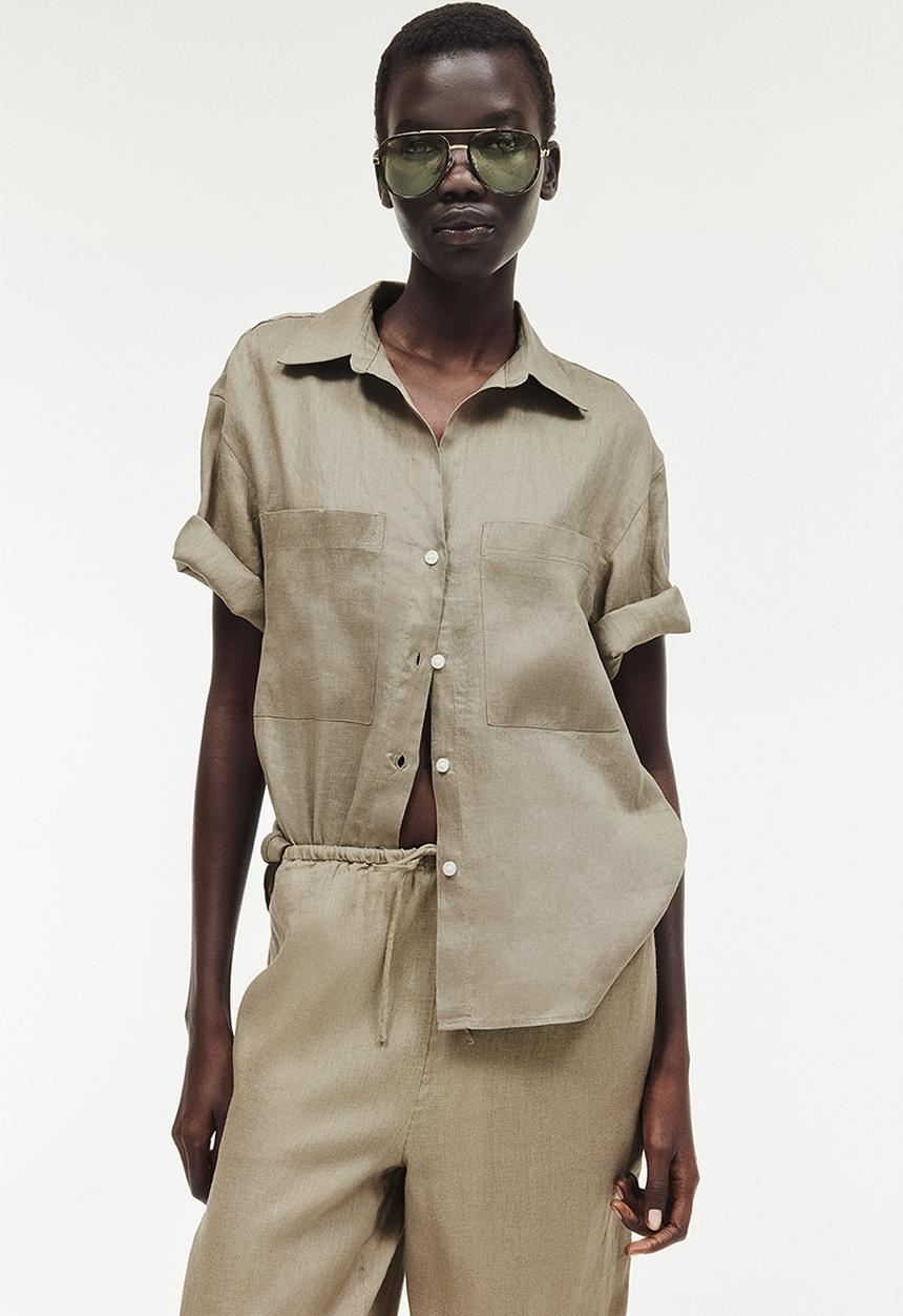 H&M - Linen shirt - dark beige