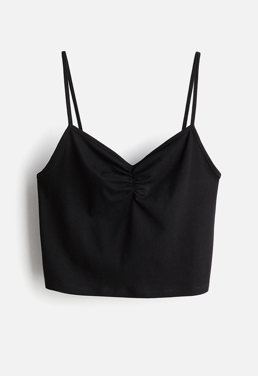 Cropped strappy top - black - 1212773007