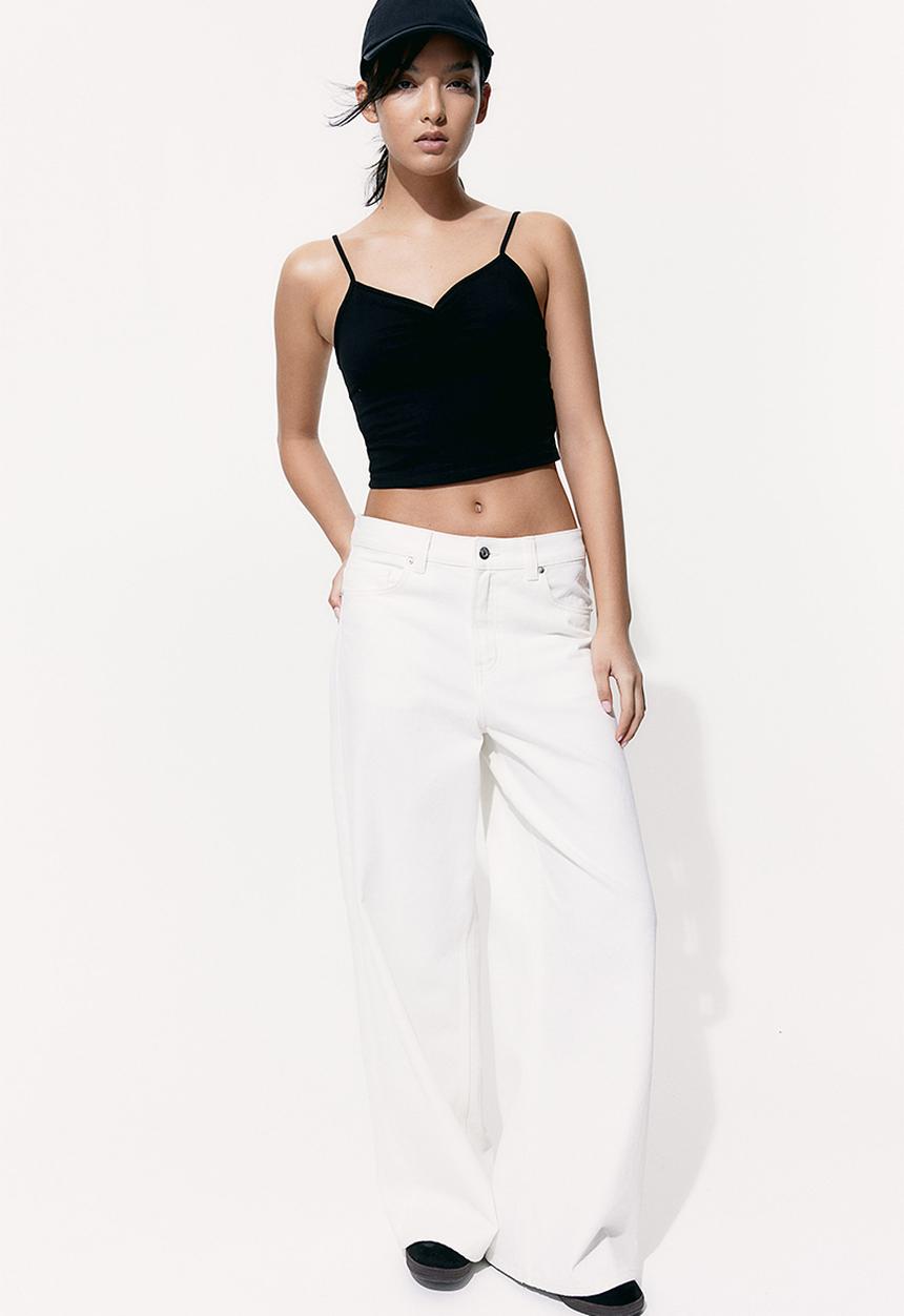 H&M - Cropped strappy top - black