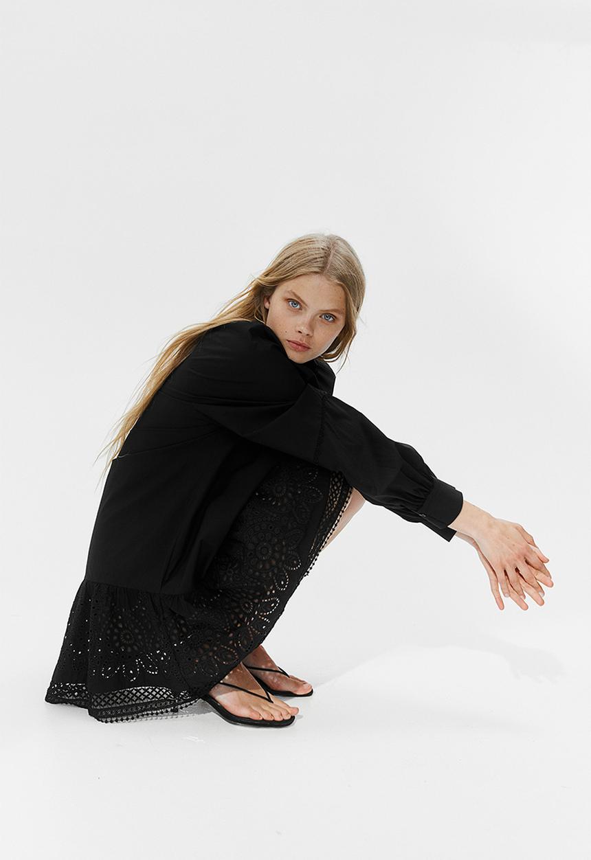 H&M - Broderie anglaise dress - black