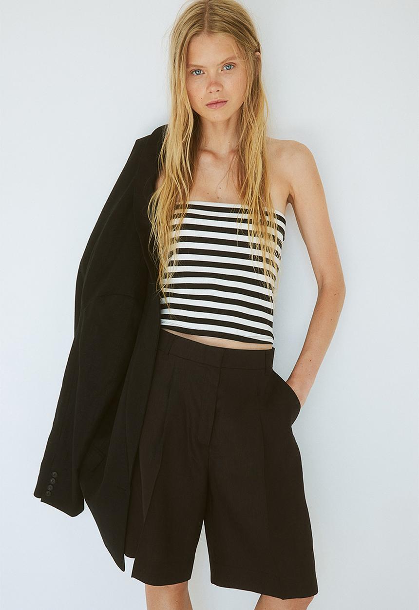 H&M - Tube top - black & white