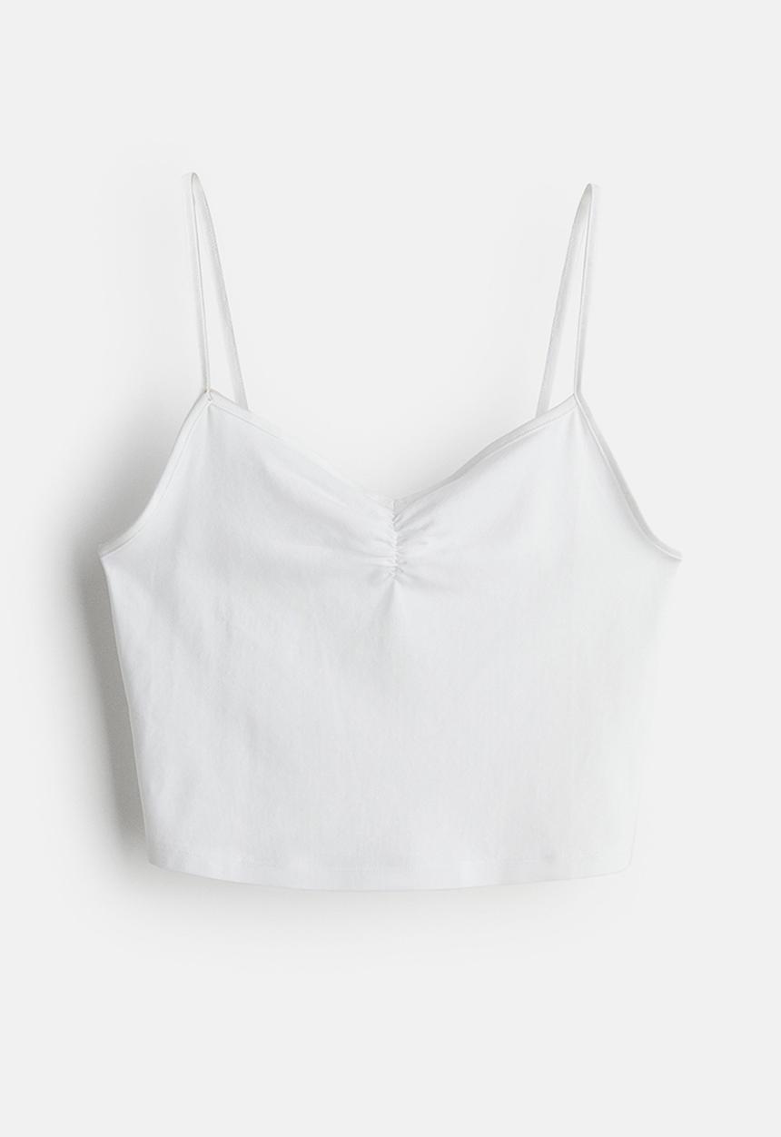 H&M - Cropped strappy top - white