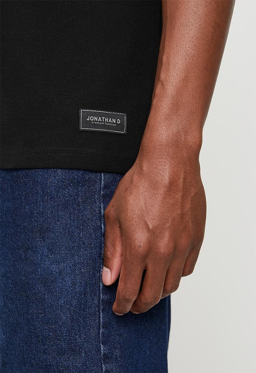 Jonathan D - NATHAN Textured Crew Neck Tee - Black