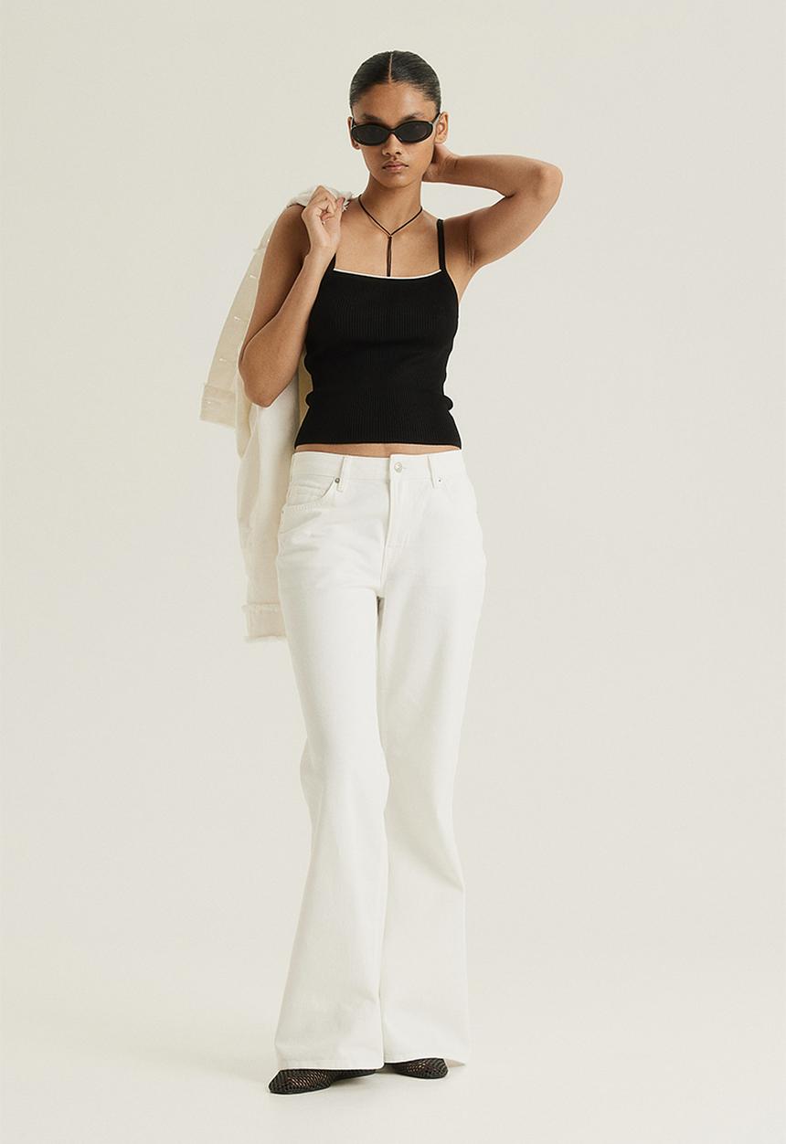 H&M - Rib-knit strappy top - black