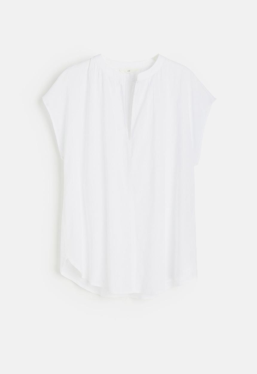 H&M - Cap-sleeved blouse - white