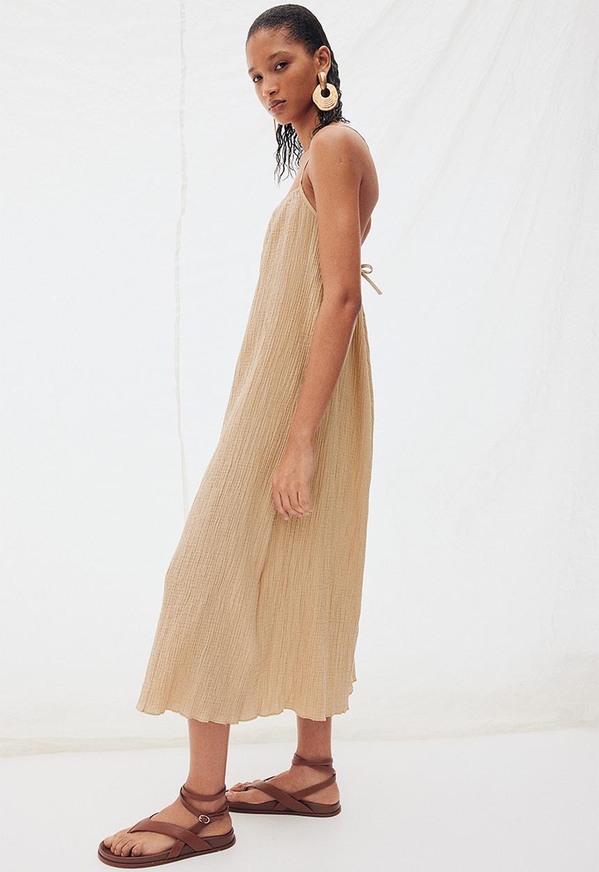H&M - Tie-detail throw-on dress - beige