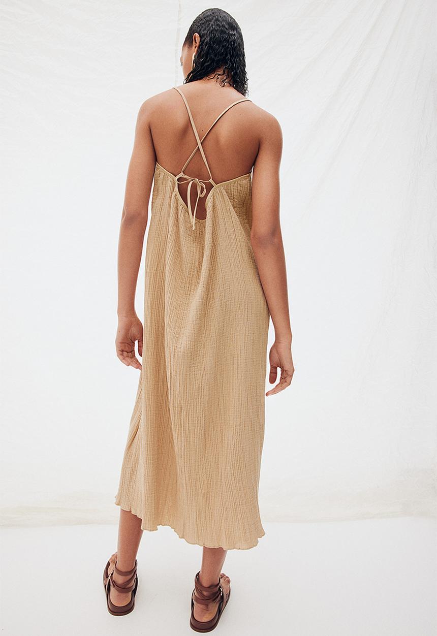 H&M - Tie-detail throw-on dress - beige