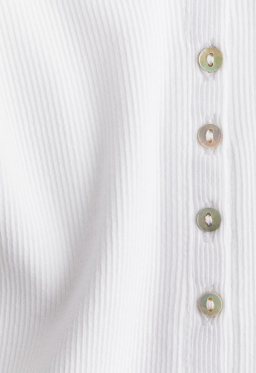 H&M - Ribbed henley top - white