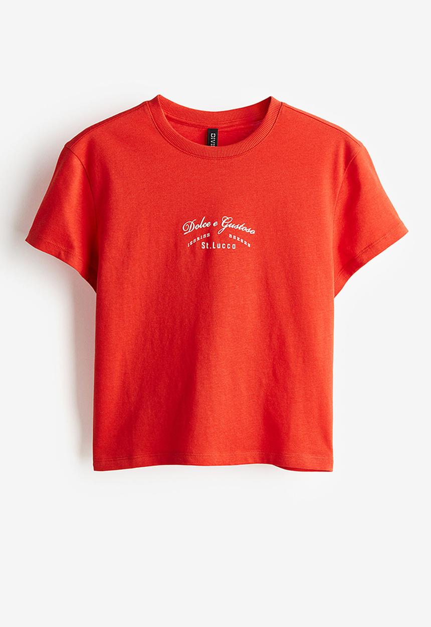 H&M - Printed T-shirt - orange dolce