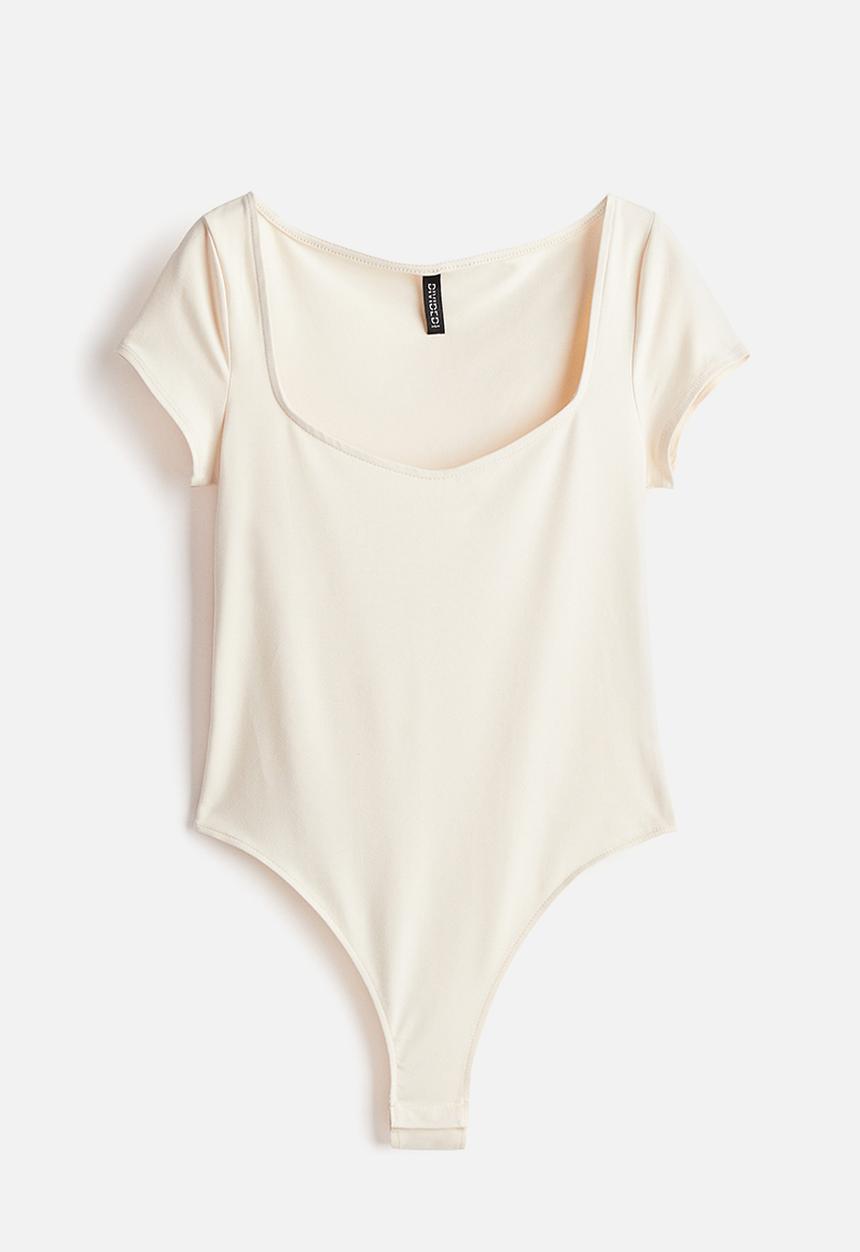 H&M - Sweetheart-neck thong body - light beige