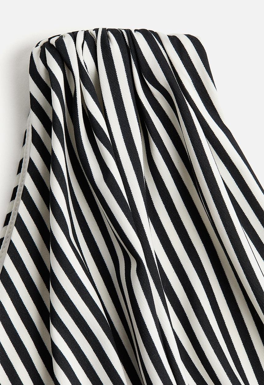 H&M - Cropped one-shoulder top - white & black striped