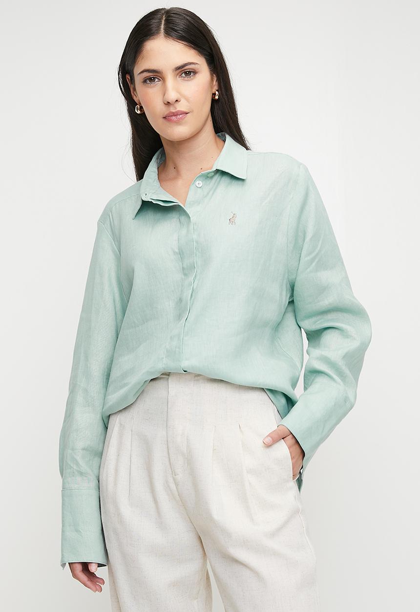 POLO - Wmn Lilian Ls Linen Shirt - Mint