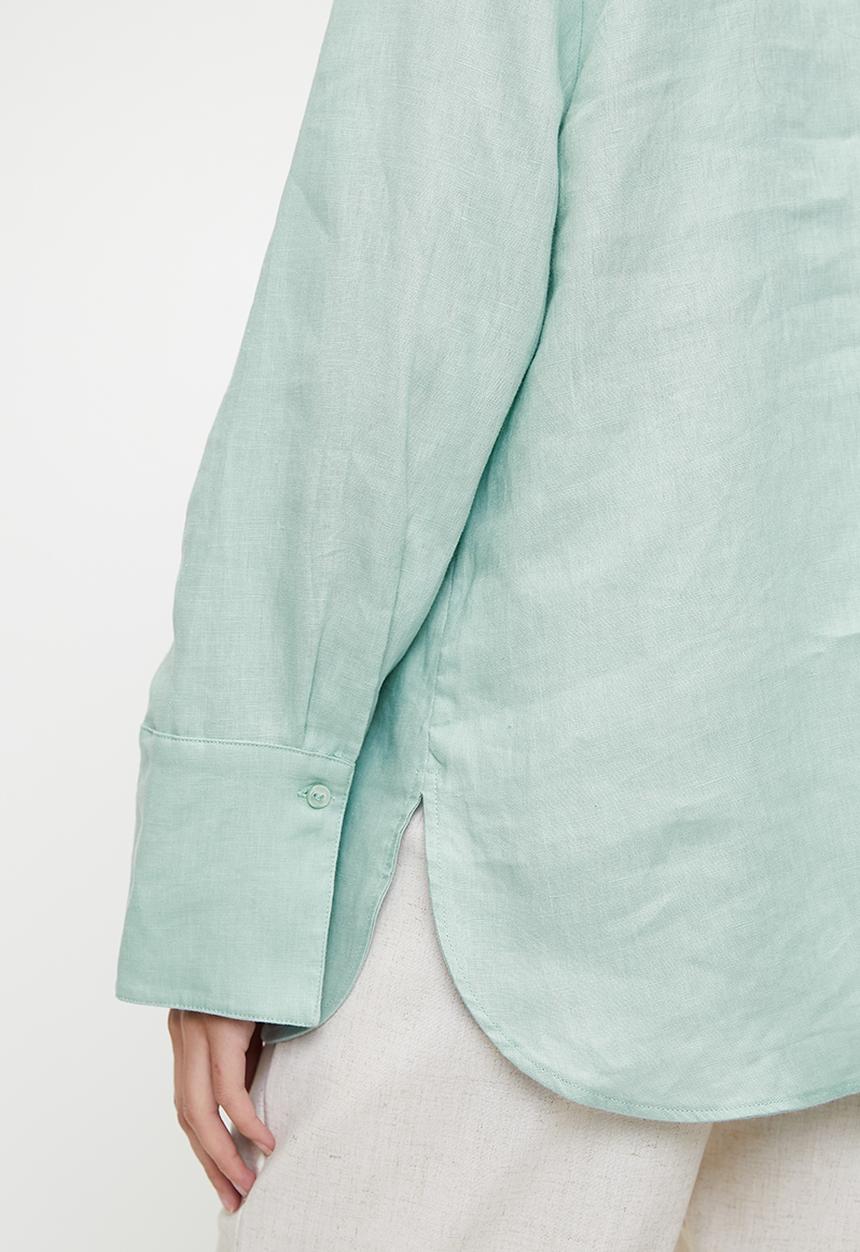POLO - Wmn Lilian Ls Linen Shirt - Mint
