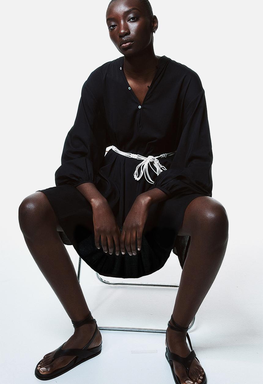H&M - Macramé-belt dress - black