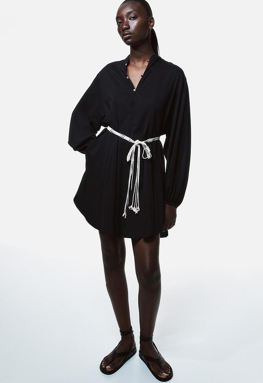 H&M - Macramé-belt dress - black