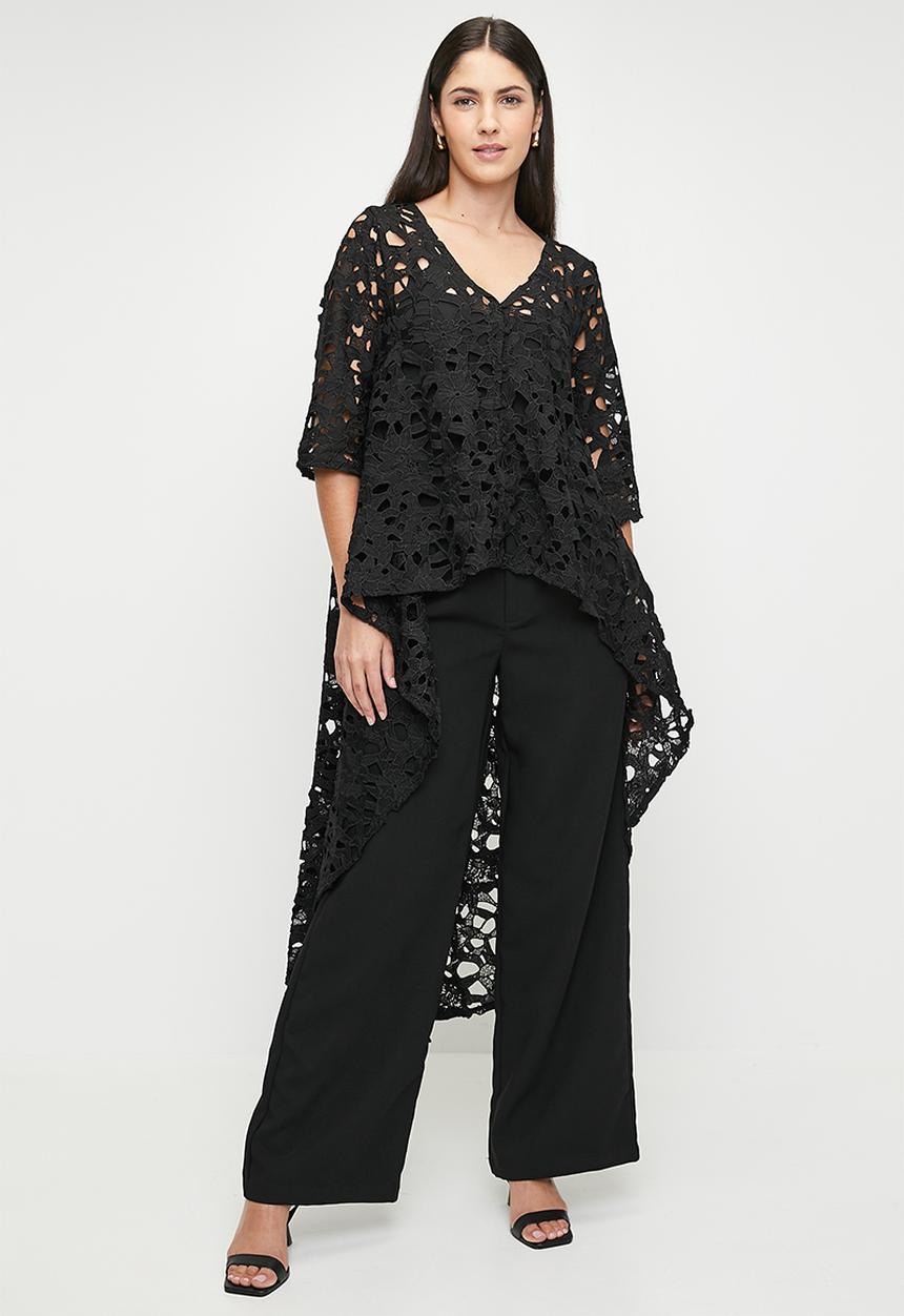 Stella Morgan - Lace Hi-Lo Edge To Edge Jacket - Black