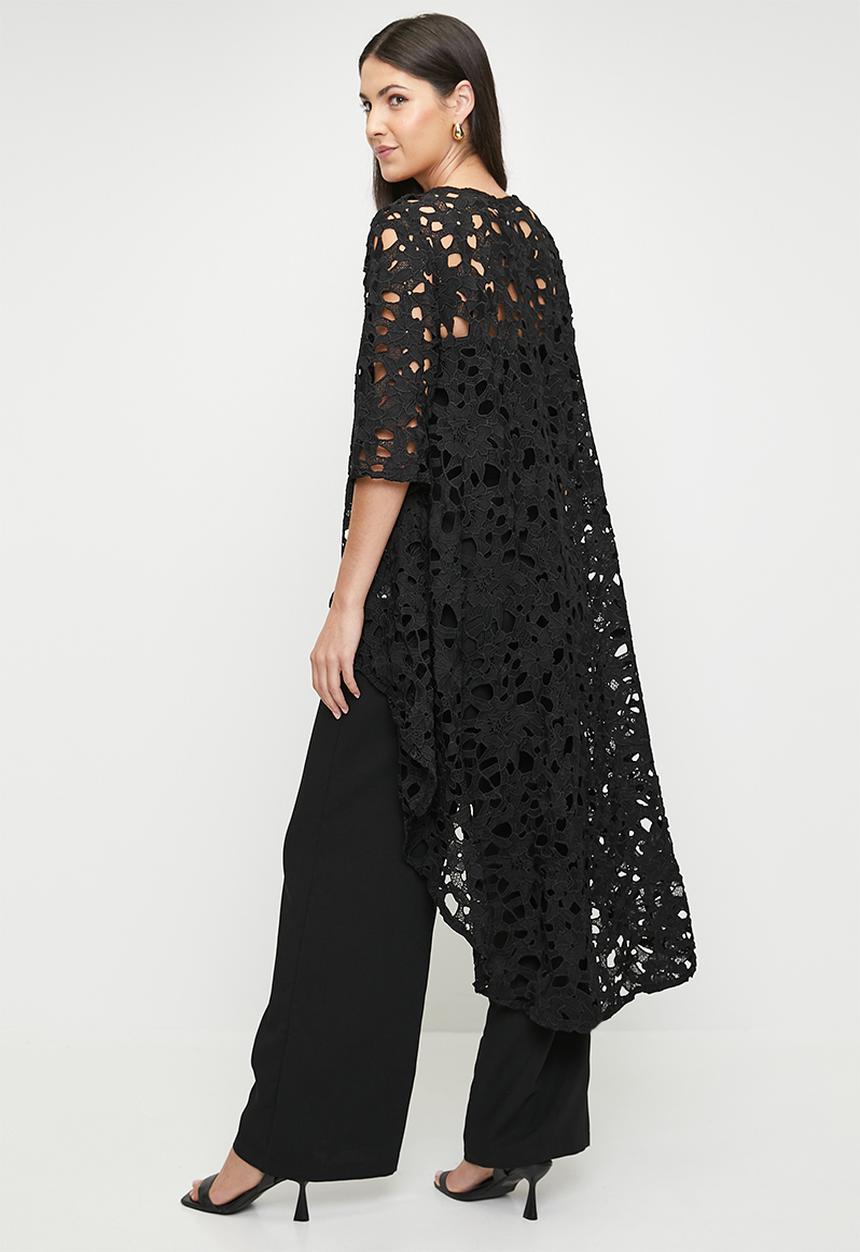 Stella Morgan - Lace Hi-Lo Edge To Edge Jacket - Black