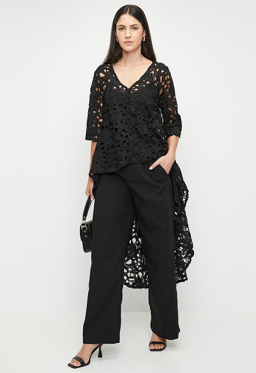 Stella Morgan - Lace Hi-Lo Edge To Edge Jacket - Black