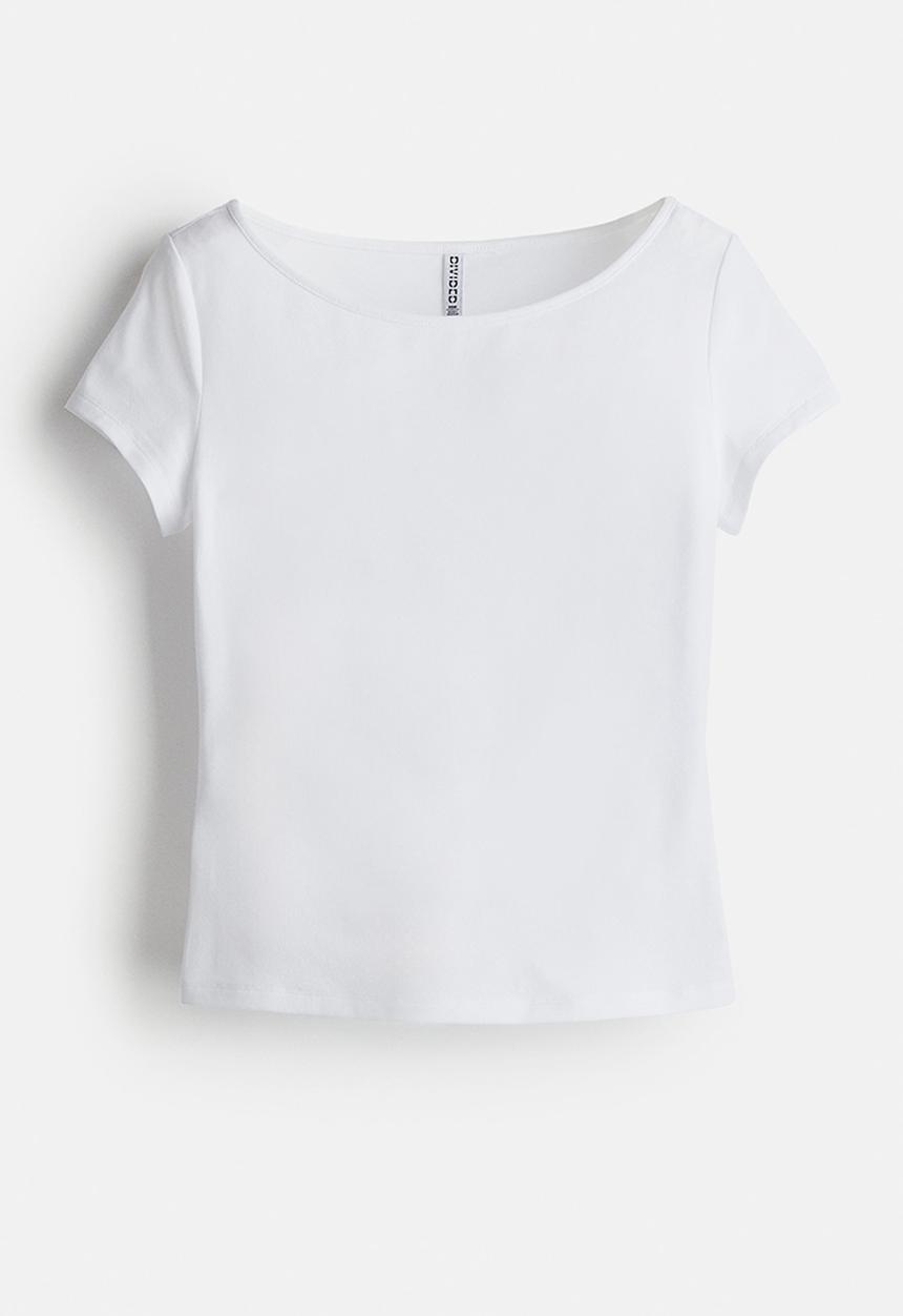 H&M - Sheer boat-neck t-shirt - white