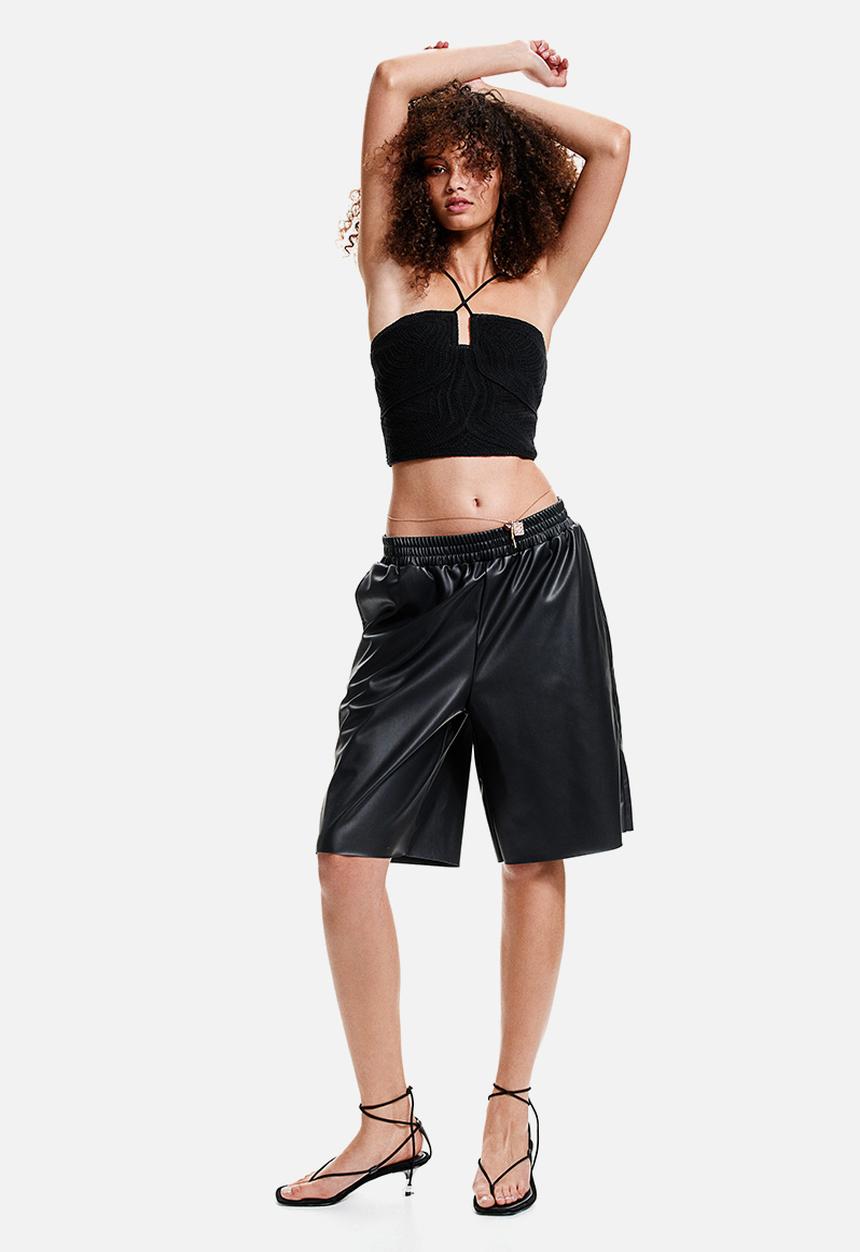 H&M - Coated bermuda shorts - black