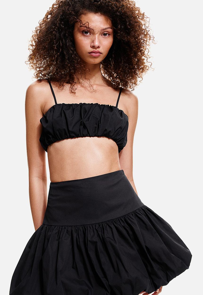 H&M - Bubble-hem poplin mini skirt - black