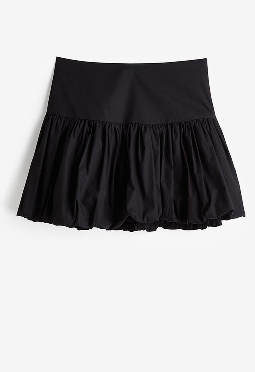 H&M - Bubble-hem poplin mini skirt - black