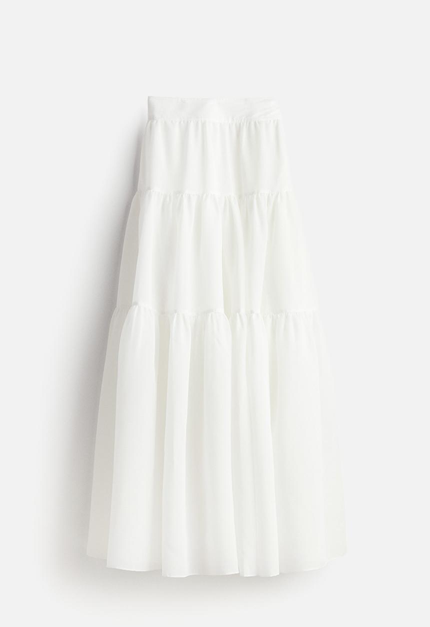 H&M - Tiered maxi skirt - white