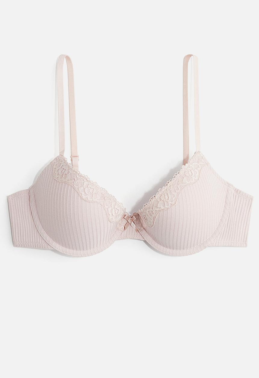 H&M - Cotton demi push-up bra - powder pink