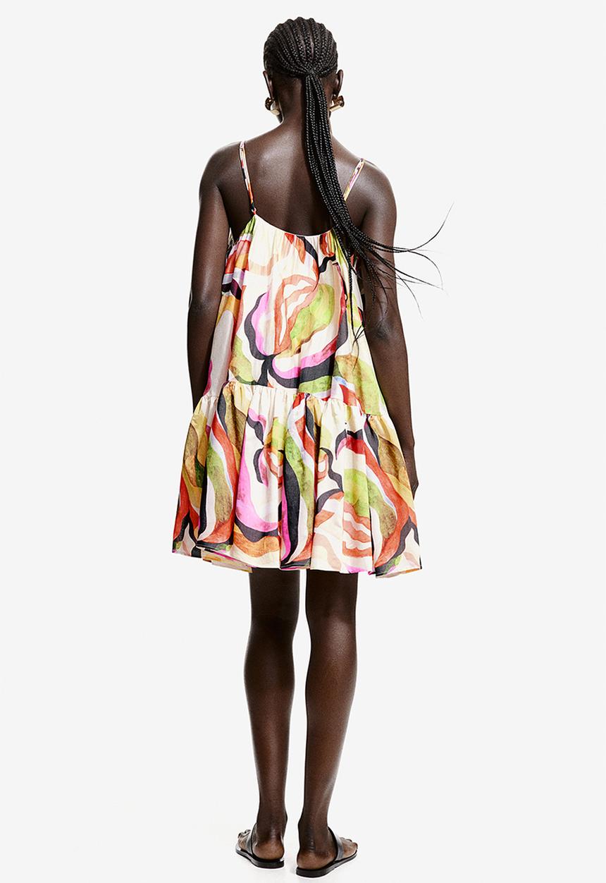 H&M - A-line dress - cream patterned