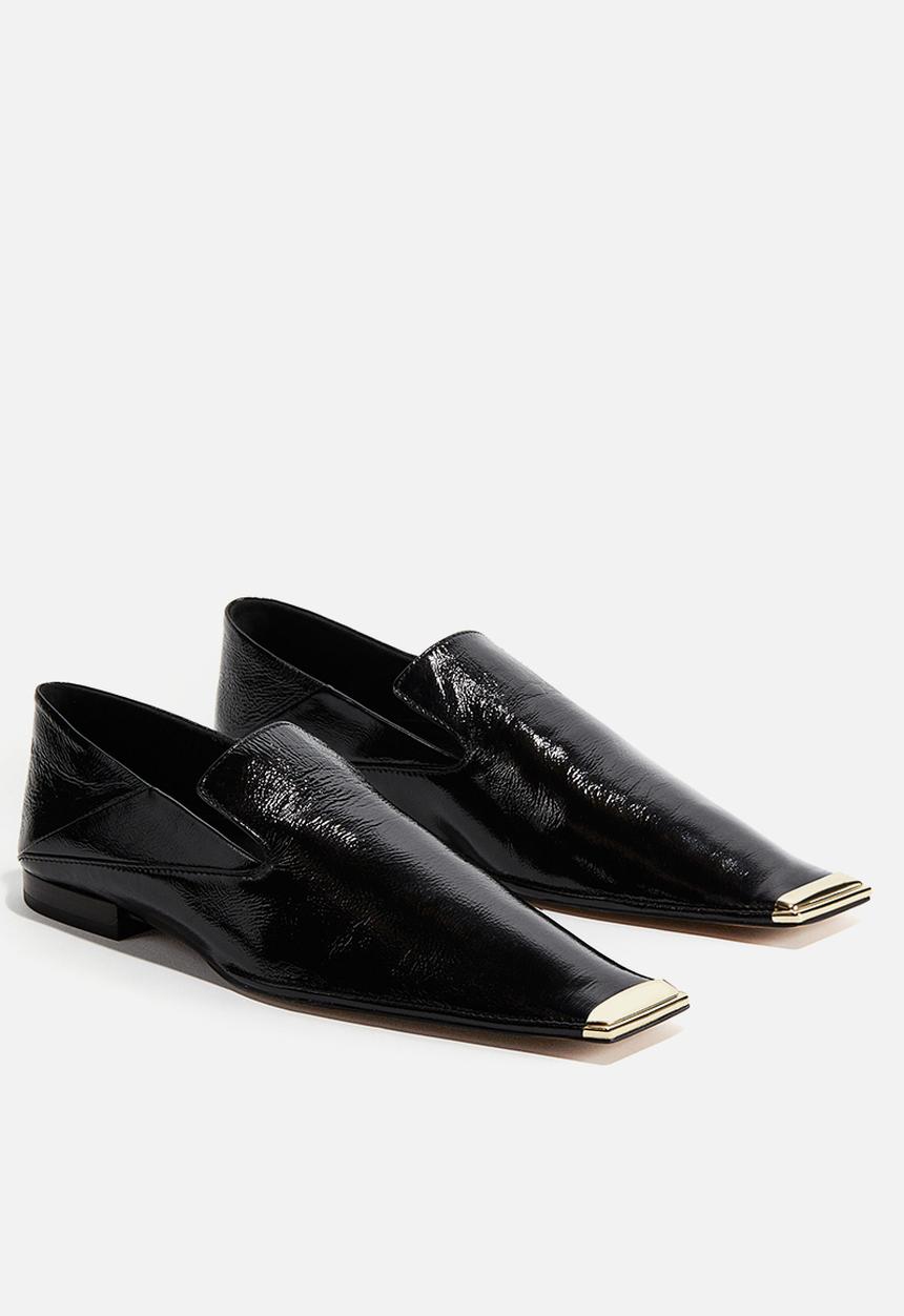 H&M - H&M Studio: Crackled-finish leather loafers - black